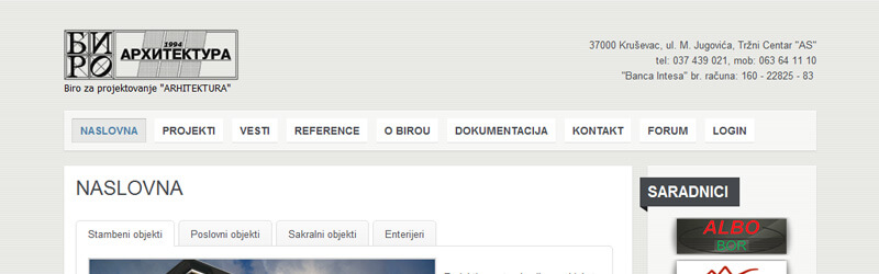 Biro Arhitektura web design